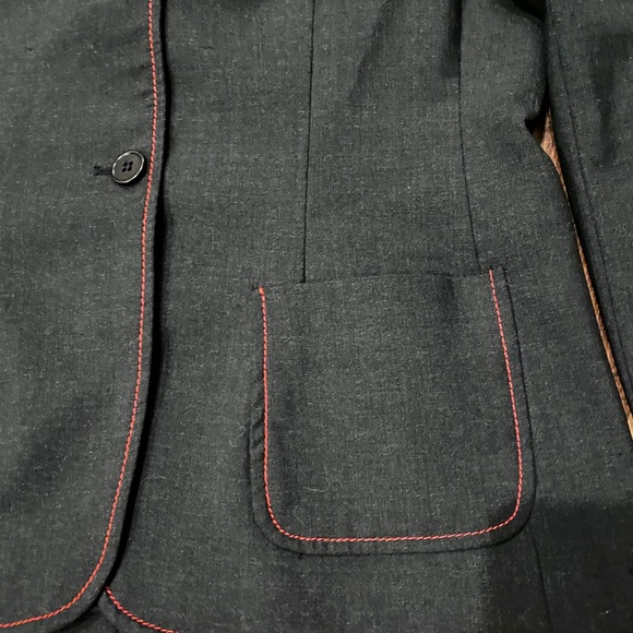THE LIMITED Stretch Charcoal Grey Blazer w/Red - Picture 2 of 6